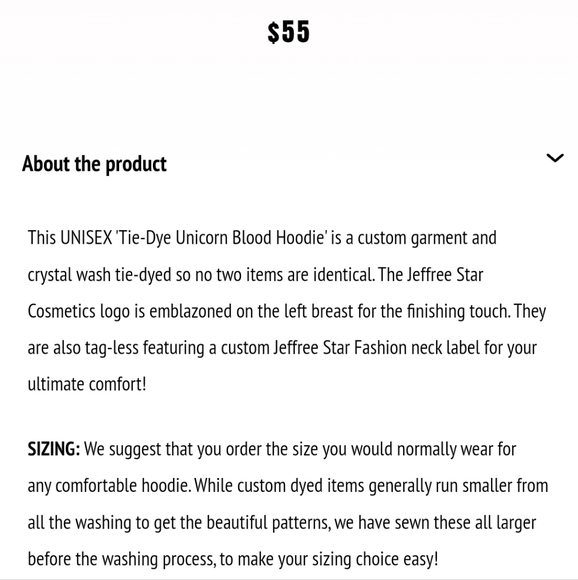 UNISEX Small Tie-Dye Unicorn Blood Hoodie Jeffree Star Cosemtics - Picture 4 of 4